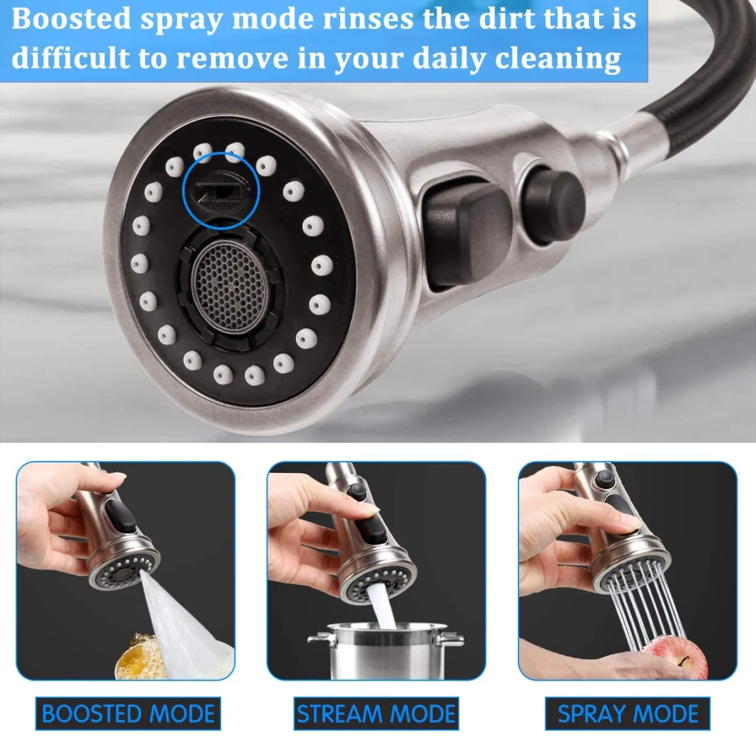 Modern Lead Free Sensor Kitchen Faucet Kitchen Sink Tap with Single Handle, Switchable Battery Power Supply, Pull out Pull Down Sprayer