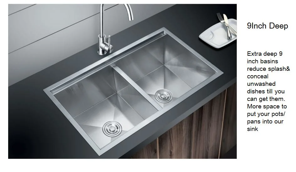 Walnut 8245 Nanometers Handmade Kitchen Sink Double Bowl OEM/ODM China Factory Wholesale