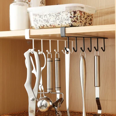 Supports de rangement Crochet d'armoire Porte-gobelet avec 6 crochets Crochet de suspension à double rangée pour cuillère de cuisine Organisateur de tasse à café Étagère à vêtements