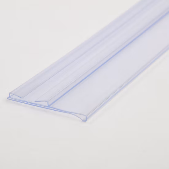 Support d'étiquette de billet de bande de données d'étiquette de canal de prix d'étagère de PVC d'affichage clair fait sur commande avec la charnière